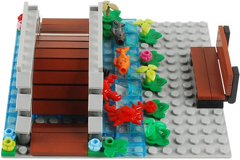 BAENRCY Arch Bridge Pond Building Blocks Fountain Accessories Street Set DIY Building Bricks Kit (Big)