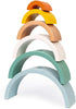 Janod Sweet Cocoon Wooden Rainbow Turtle - 7 Piece Stacking & Pull Toy with 6 Pastel Arches for Ages 18 Months+