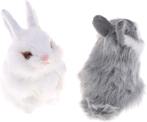 Mini Realistic Cute Plush Rabbits - Lifelike Animal Easter Bunny Simulation Toy Model Gift (Rabbit Plush Toys)