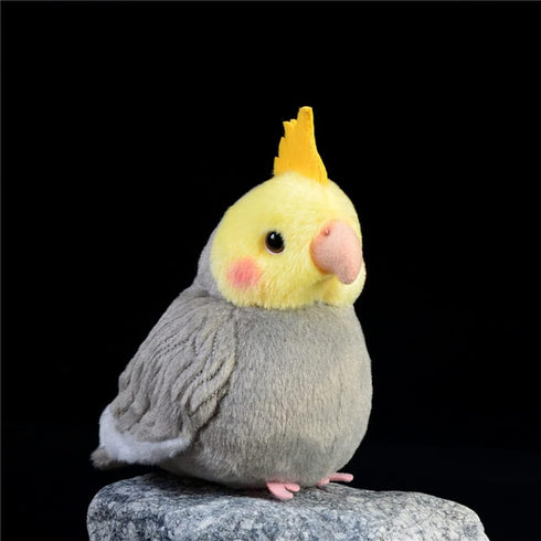 Nohito Realistic Grey Cockatiel Parrot Plush Toy, Simulation Fake Bird Cockatoo Stuffed Animal 4.9'' (Grey, M)