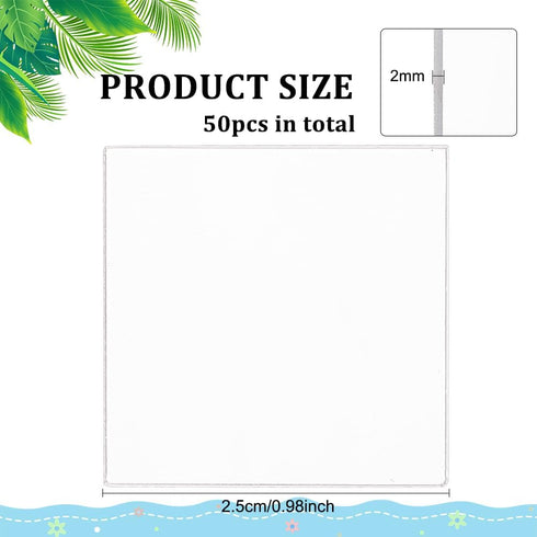 FINGERINSPIRE 50 Pcs Clear Miniature Bases, 25x25mm Square Acrylic Display Bases, 2mm Thick for Wargaming
