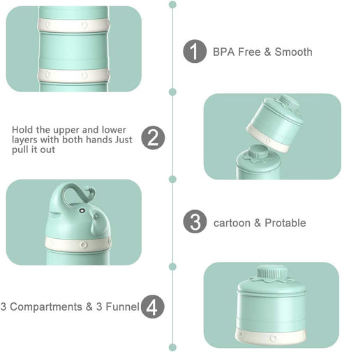 Free,3 Baby Milk Powder Formula Dispenser,Large CapacityNon-Spill Twist-Lock Stackable Milk Powder Formula Container
