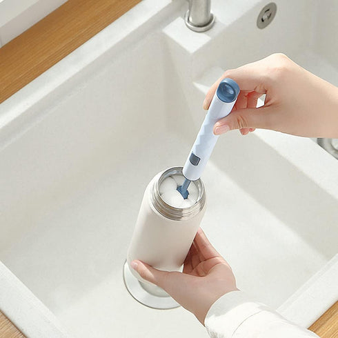 KASFDBMO 4 Sponge Cleaning Brush Long Handle Milk Bottle Cup Cleaner For Winebottle Coffee Tea Mugs Colors, White