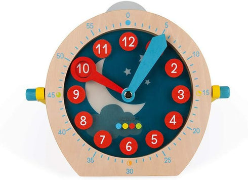 Janod Learn to Tell Time - Wooden Educational Teaching Clock for Ages 5+, J05076
