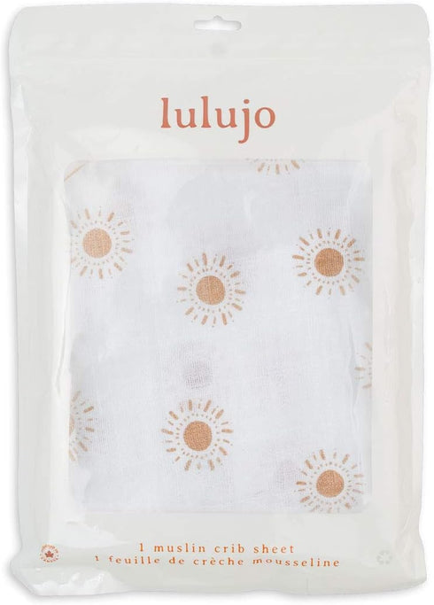 28"x 52", 1 Pack Lulujo Muslin Crib Sheets - Fitted Crib Mattress Sheets for Boys and Girls - (Suns)