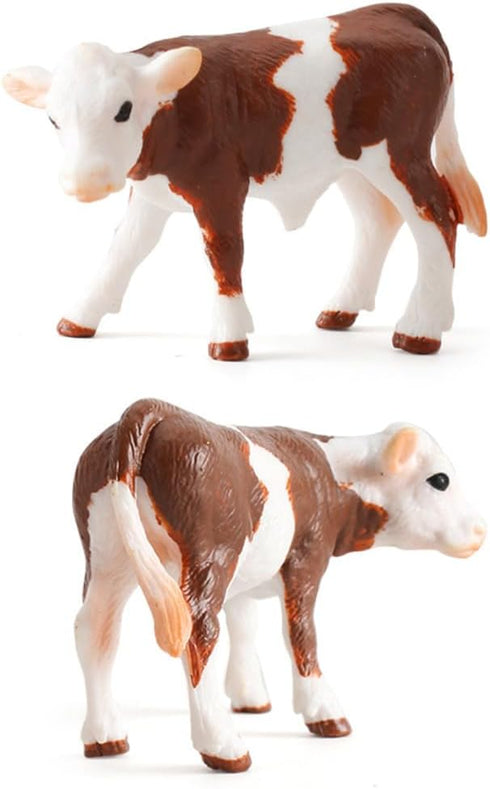 Realistic Farm Cow Model Figure Toy Set, Cow Figurines Collection Playset with Farm Keepers for Educational Learning