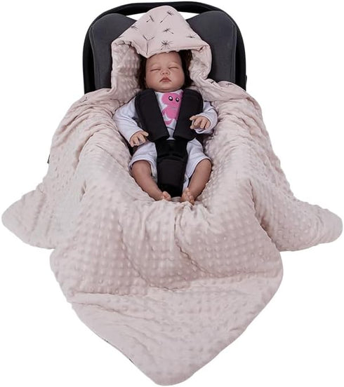 HOUSBAY Baby Blanket Newborn Blanket with Hooded Windproof Go Outside Warm Portable Swaddle Wrap in Basket Baby Safety