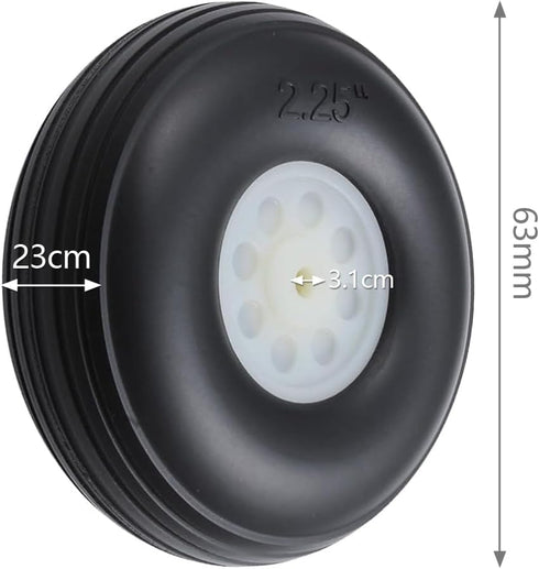 HobbyPark RC Airplane Wheels and Tires PU with Plastic Hub (2-Pack) (2.25"/F57mm)