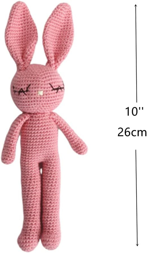 Moni's Choice Stuffed Animal Baby Bunny Rabbit Plush Knitted Doll Baby Sleep Toy Newborn (Pink)
