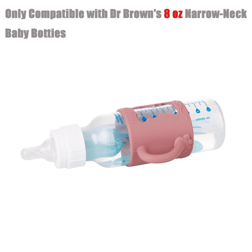 4 Pack 8 oz/250 ml, PandaEar Silicone Baby Bottle Handles with Dr Brown Narrow Baby Bottles Non-Slip Easy Grip Handles