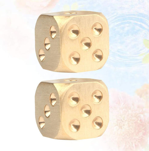 ARTIBETTER 2 Pcs Metal Dice: Brass Dice for Poker Party Game, Role Playing Games, Golden Dice for Tables