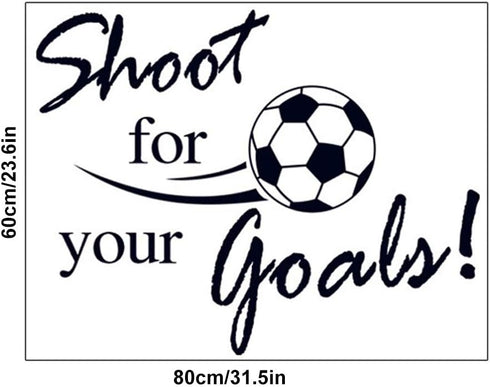 Soccer Stickers, “Shoot for Your Goals” Wall Art Soccer Ball Decals for Kids Room, Football Vinyl Sticker Decoration