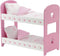 Emily Rose 14 Inch Doll Bunk Bed Set - Pink/White Wooden Furniture