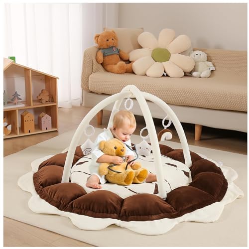 ZILLYBEE ibabejoy Baby Play Mat, Thick Plush Play Gym for Tummy Time, Stage-Based
