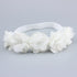 Baby Toddler Elastic Chiffon Flower Headbands, Princess Girls Hand Sewing Beads Flower Headwear (QJ11 White Pink)