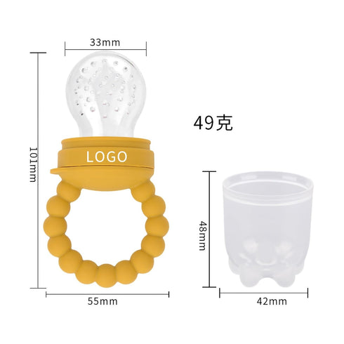 Fruit Pacifier Feeder Baby Fruit Food Feeder Pacifier Silicone Fruit Feeder Baby Fruit Feeder Pacifiers Teething Relief Toys for Baby Kids Children(Dark Yellow