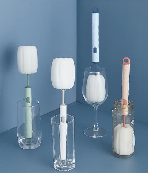 SHUILING 2pcs Set head-4pcs) Brush Cleaning Detachable Sponge Cleaning Brush Non Scratch Glassware Bottle Washing