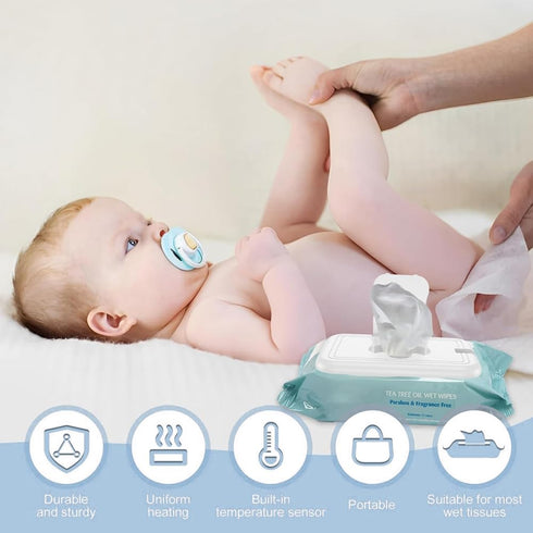 Glomora Baby Wipe Warmer, Wipe Warmer Thermostat Temperature Double Layers Cover Portable USB Wet Wipe Heater