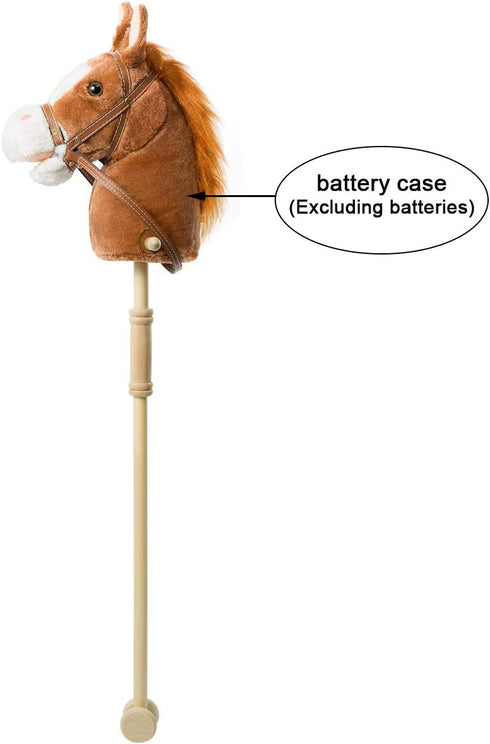 HollyHOME Handcrafted Stick Horse Plush - 36 Inches Dark Brown with Real Pony Sounds for Kids Toddlers
