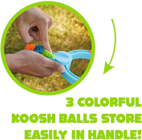 Koosh Slingshot for Kids - Comes with 3 Mini Balls, Outdoor Play Toy for Ages 6 and Up, Storage in Handle