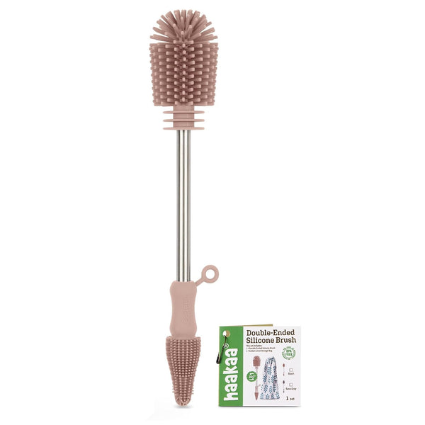 haakaa Cleaning Brush Silicone Bottle Brush Double-Ended Soft Silicone Bristles for Breast