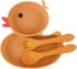 Powerful Suction Plates for Baby and Toddler, Divided Plate, Thanksgiving Plates with Fork & Spoon, Duck Baby Plate,