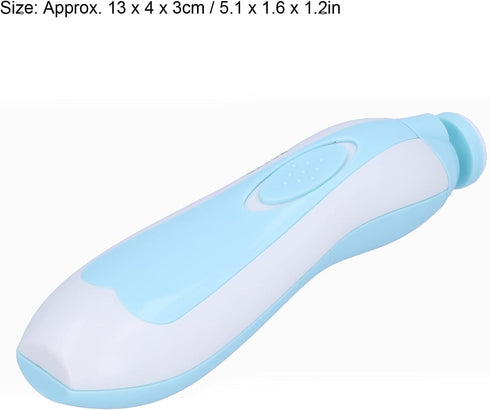 Trimmer 0-3 6 Baby Electric Nail Kit with LED Light, Safe Newborn Nail File Clippers for Years, Portable, Light Blue