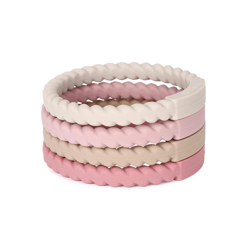 Socub Silicone Baby Teether Toy - 4 Pack BPA Free Soft Teether Bracelets for 3+ Month Babies