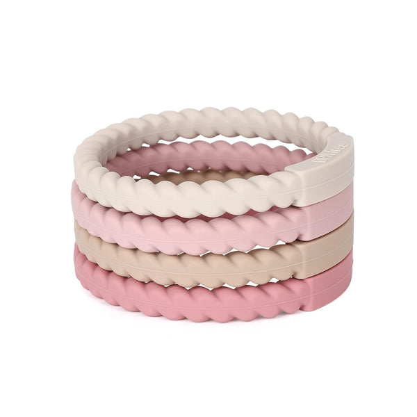 Socub Silicone Baby Teether Toy - 4 Pack BPA Free Soft Teether Bracelets for 3+ Month Babies