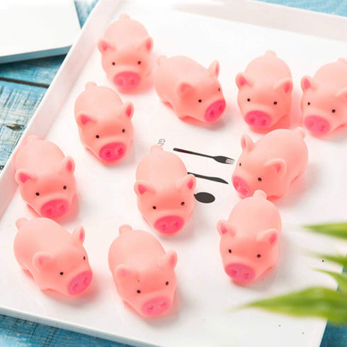 HAKACC 20 PCS Mini Squishies Pig Bath Toys, Pink Rubber Squeaky Toys for Baby Shower Party Favors