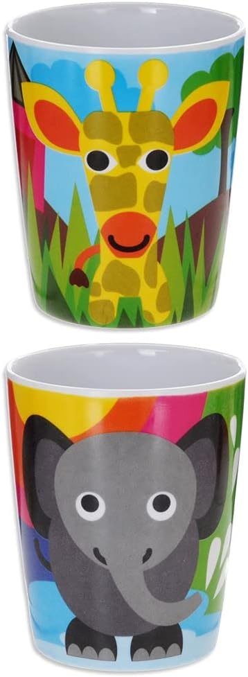 French Bull 4pc Toddler Kids Feeding Melamine Tableware Flatware BPA Free Dishwasher Safe, Durable Plate, Cup, Bowl, Divided Tray Dinnerware Set, 4 Count (Pack of 1), Jungle by French Bull