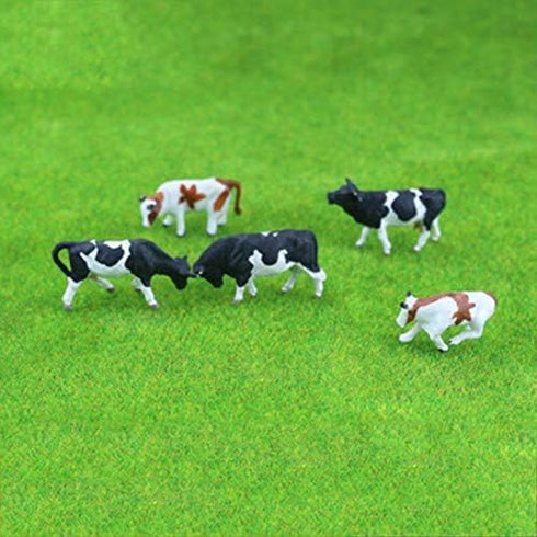 Mini Colorful Cattle Figurines - 20 Pcs Simulated Cattle HO Scale 1:87 Realistic Plastic Cow