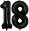 40 Inch Jumbo Black 18 Number Balloons for 18th Birthday Party Decoration, Supplies for Men and Women