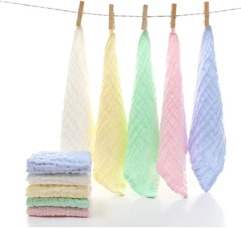 Peonita 6 Pack Set Muslin Baby Washcloths Organic Cotton Face Towels for Newborns Ultra-Soft, Reusable & Absorbent