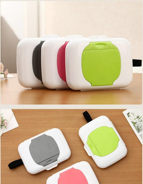 Pluzmecalm 2Pcs Travel Wipe Holder Grey Green Reusable Wet Wipe Container Box Strollers Hanging Wipes Dispensers Wipe