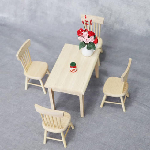 Toddmomy Doll Furniture Set, Miniature Table Chair for 1/12 Scale Dollhouse Kitchen Decoration