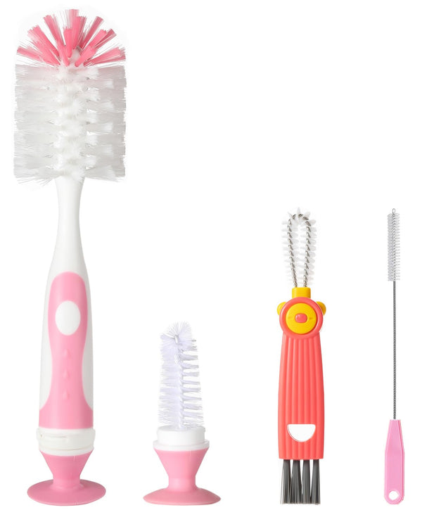 Ariseno 4-in-1 Baby Bottle Brush Set, Including Nylon Bottle Brush, Cap, Straw,