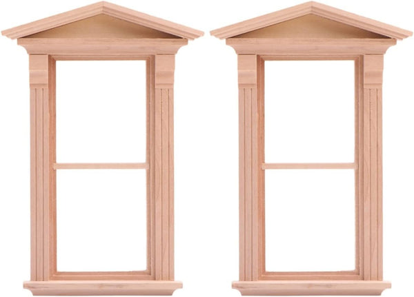 TOYANDONA Mini Toys 2 Pieces Windows Wooden Miniature Scene Doll Home Craft Ornament Doll House Furniture