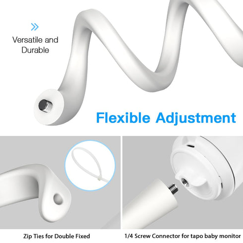 Flexible Twist Mount for Arenti Baby Monitor,No Tools or Wall Damage Required (White)