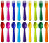 Toddler Utensils Set, 18 Pcs Plastic Kids Forks and Spoons, BPA Free, Dishwasher Safe, Brightly Colored Silverware
