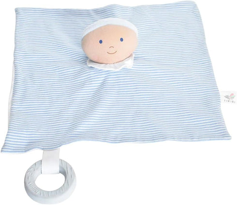 Tikiri Cherub Baby Comforter with Rubber Teether - Blue