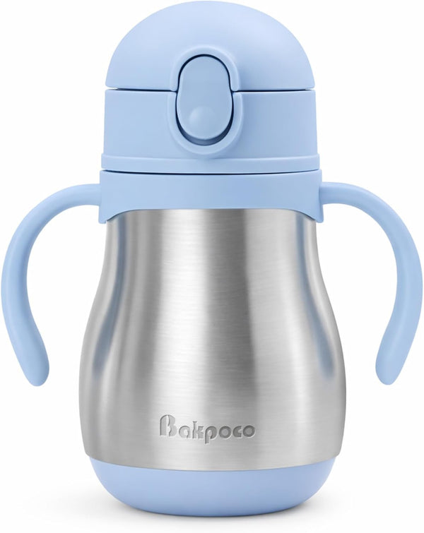 Bakpoco Stainless Steel Straw Sippy Cup for Toddlers 1-3 Years Old, Insulated