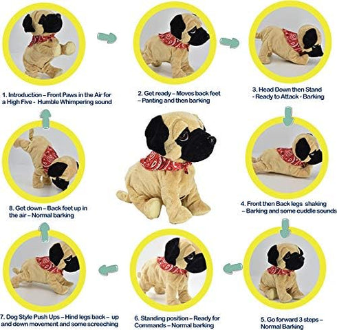 8 18+ WEofferwhatYOUwant Pug Daddy - Interactive Plush Robot Dog Toy for Toddlers - Touch & Sound Activated, Realistic