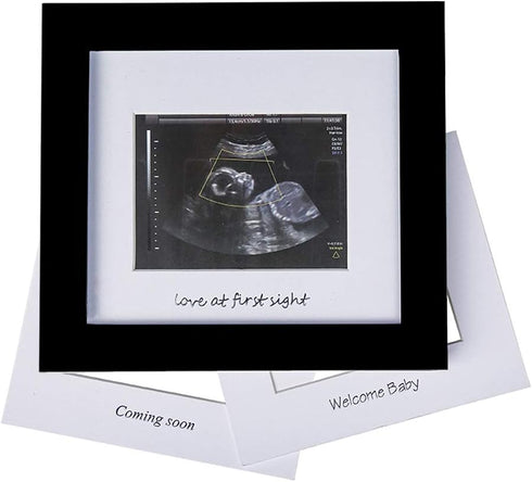 IHEIPYE Baby Sonogram Photo Frame, 1st Ultrasound Picture Frame, Gift for Expecting Parents, Silver Text