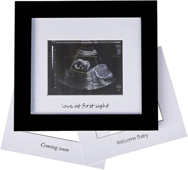 IHEIPYE Baby Sonogram Photo Frame, 1st Ultrasound Picture Frame, Gift for Expecting Parents, Silver Text