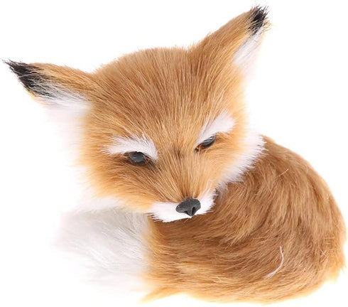 GUDVES Squatting Brown Fox Toy Model, Simulation Fox Home Decoration with Static Action Figures