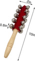 1 Pcs 10 inch Wooden Handle Bells Instrument, Christmas Jingle Bells Hand Percussion Shaker