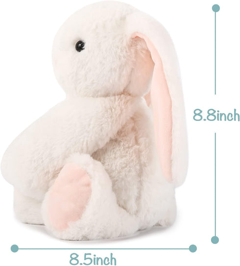 11" TCBunny Baby Bunny Bedtime Stuffed Animal Plush Toy Easter Stuffer Gifts for Girls, Boys, Kids (White)