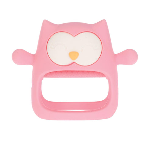 Nuby Silicone Wrist Grip Teething Mitten - 3+ Months, Pink Owl