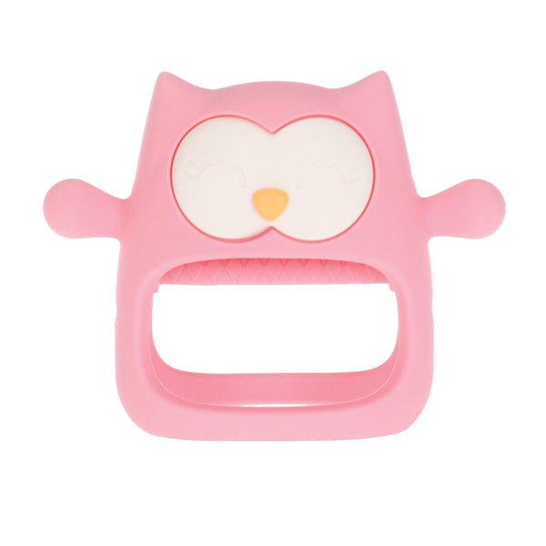 Nuby Silicone Wrist Grip Teething Mitten - 3+ Months, Pink Owl